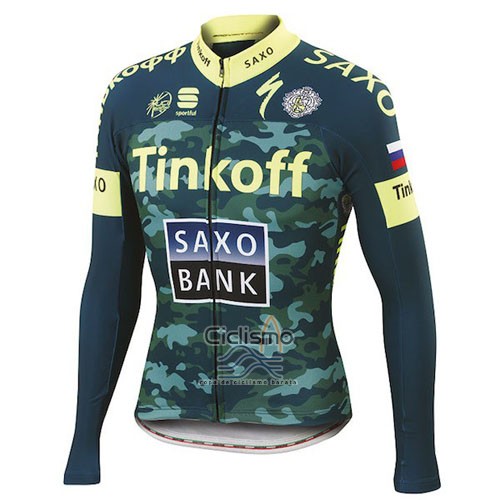 Tinkoff Saxo Bank Ropa Ciclismo Culotte Largo 2016 Mangas Largas AMarillo y Verde